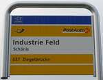 (166'062) - PostAuto-Haltestellenschild - Sch�nis, Industrie Feld - am 10.