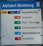 (272'637) - PostAuto/SBK/SWK-Haltestellenschild - Kreuzlingen, B�renplatz am 4.