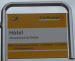 (172'970) - PostAuto-Haltestellenschild - Chavannes-le-Ch�ne, H�tel - am 14.