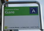 (232'262) - tpc-Haltestellenschild - Ch�teaux-d'Oex, Gare - am 22. Januar 2022