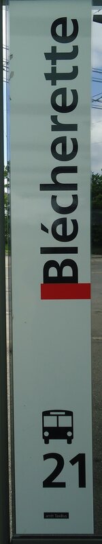 (138'738) - tl-Haltestellenschild - Lausanne, Bl�cherette - am 13.