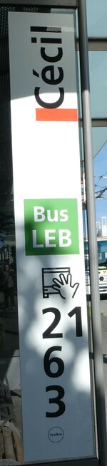 (228'846) - tl/Bus LEB-Haltestellenschild - Lausanne, C�cil - am 11.