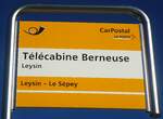 (132'483) - PostAuto-Haltestellenschild - Leysin, T�l�cabine Berneuse - am 6.