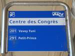 (245'967) - VMCV-Haltestellenschild - Montreux, Centre des Congr�s - am 9.