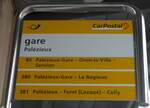 (171'792) - PostAuto-Haltestellenschild - Pal�zieux, gare - am 13.