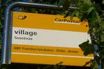 (173'124) - PostAuto-Haltestellenschild - Susc�vaz, village - am 19.