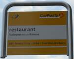 (173'211) - PostAuto-Haltestellenschild - Valeyres-sous-Rances, restaurant - am 21.