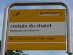 (173'218) - PostAuto-Haltestellenschild - Valeyres-sous-Rances, crois�e du chalet - am 21.