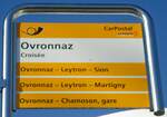 (131'947) - PostAuto-Haltestellenschild - Ovronnaz, Crois�e - am 2.