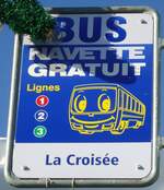 (131'948) - BUS NAVETTE-Haltestellenschild - Ovronnaz, La Crois�e - am 2.
