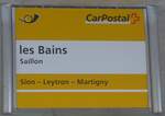 (210'941) - PostAuto-Haltestellenschild - Saillon, les Bains - am 9.