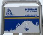 (148'703) - NAVETTE GRATUITE-Haltestellenschild - Verbier, M�dran - am 2. Februar 2014