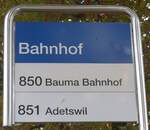 (221'806) - ZVV-Haltestellenschild - B�retswil, Bahnhof - am 12. Oktober 2020
