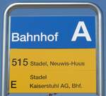 (169'307) - ZVV/PostAuto-Haltestellenschild - B�lach, Bahnhof - am 19.