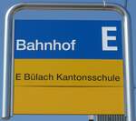 (169'310) - ZVV/PostAuto-Haltestellenschild - B�lach, Bahnhof - am 19. M�rz 2016