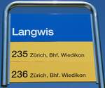 (235'033) - ZVV/PostAuto-Haltestellenschild - Ringlikon, Langwis - am 2.
