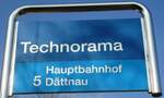 (143'600) - SBW-Haltestellenschild - Winterthur, Technorama - am 1.