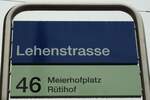(143'760) - ZVV-Haltestellenschild - Z�rich, Lehenstrasse - am 21.