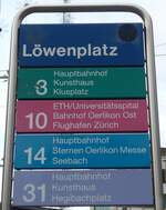 (157'740) - ZVV-Haltestellenschild - Z�rich, L�wenplatz - am 14.