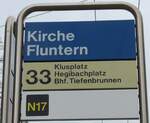 (178'491) - ZVV-Haltestellenschild - Z�rich, Kirche Fluntern - am 10.