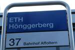 (256'215) - ZVV-Haltestellenschild - Z�rich, ETH H�nggerberg - am 21.