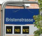 (256'291) - ZVV-Haltestellenschild - Z�rich, Bristenstrasse - am 21.