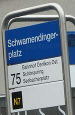 (256'324) - ZVV-Haltestellenschild - Z�rich, Schwamendingerplatz - am 21.