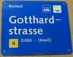 (205'241) - Zugerland Verkehrsbetriebe-Haltestellenschild - Zug, Gotthardstrasse - am 18.